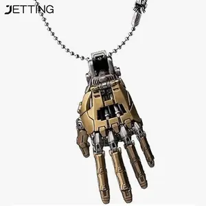 Fashion Mechanical Bionic Hand Pendant With Chain For Men Women Creative Movable Finger Joints Robot Hand Necklace Jewelry