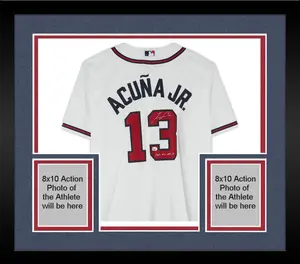 Framed Ronald Acua Jr. Atlanta Braves Autographed White Nike Replica Jersey with "2023 NL MVP" Inscription - Fanatics Authentic Certified