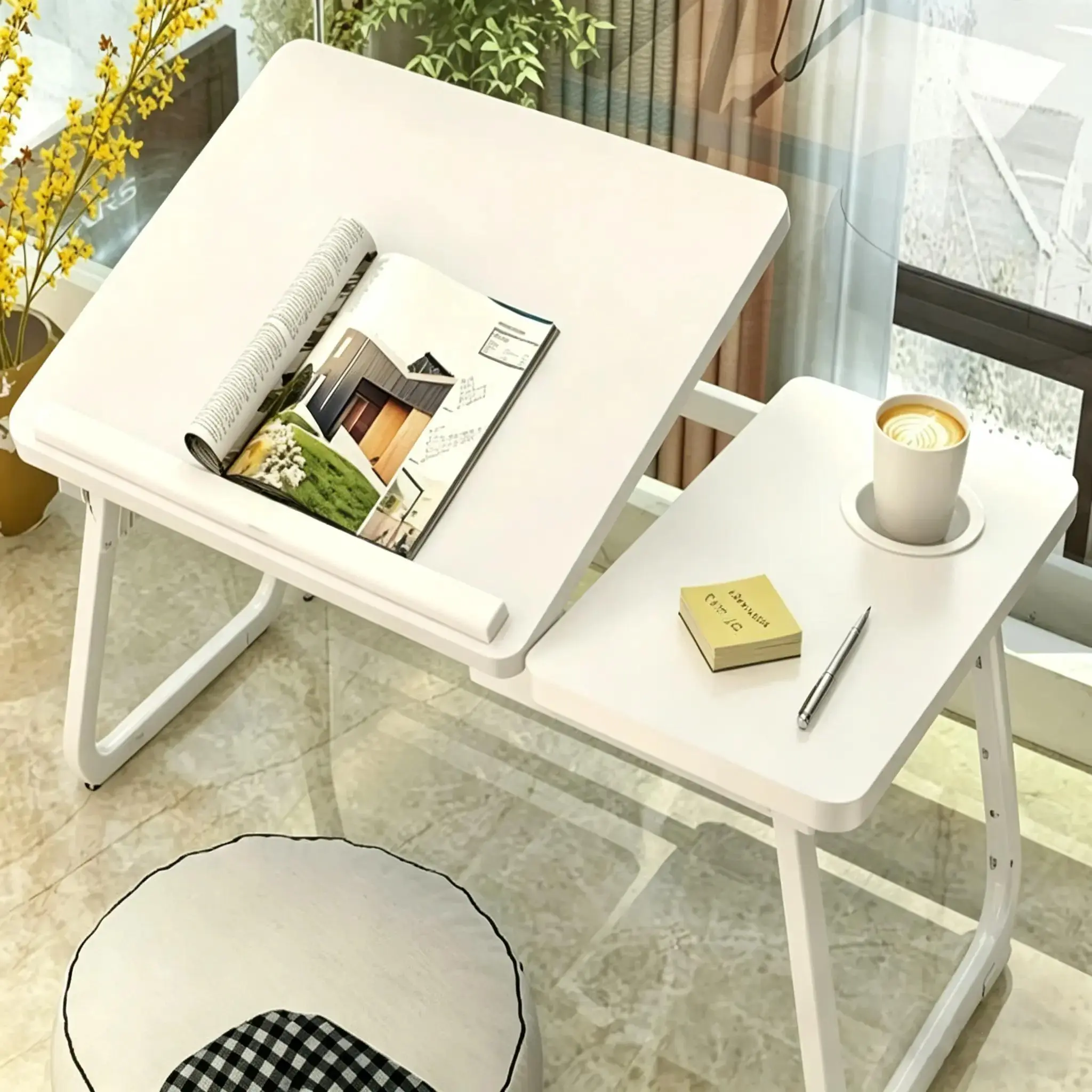 Adjustable Laptop Table For Bed, 5-Angle Adjustable Lap Tray Table With Cup Holder, Portable Foldable Bed Table, Suitable For Eating, Working, Writing And Reading.