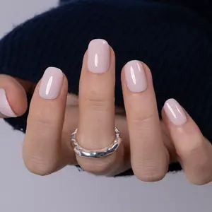 CurvLife Extra Short & Solid Color Press-On Nails Collection – 30PCS, Extra Short Squoval and Almond, Soft Blush Pink Nude, Glossy Minimal Finish, Reusable Everyday Salon-Look Nails