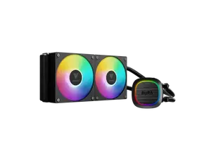 GAMDIAS AURA GL240 V2 240mm AIO Liquid CPU Cooler, Rotatable Pump Cover, 2 x 120mm Hidden Cable ARGB PWM Fans, Daisy-Chained, Support Low-Noise PWM & ARGB Sync, Intel LGA 1851/1700, AMD AM5/AM4
