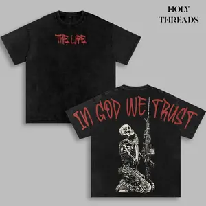 Holy Threads In God We Trust T-Shirt Christian Graphic Tee Oversized Cotton Streetwear Summer Clothing Gymwear Faith-Based Shirt Aesthetic Menswear Gift for Believers