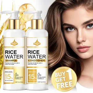 2pc 100ML Ph Balanced Rice Water Hair Care Set, Contains 15% Hair Conditioning Complex & Amino Acids, Maintains Natural Moisture, Suitable for Most Hair Types, Shampoo & Conditioner