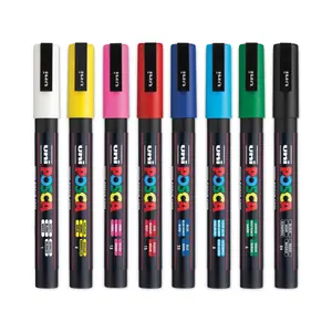 Uni-Ball UBCPC3M8C Posca Fine Bullet Tip Permanent Specialty Marker, Assorted Color - Pack of 8
