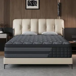 10"12"14" Queen Mattres Twin Full Queen King Size Bed Mattress In A Box, Hybrid Pocket Spring Breathable Cotton Layer Mattress For Motion Isolation & Silent Sleep, Lumbar Support & Pressure Relief, Medium Firm