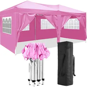 10'x20' Folding Canopy with 6 Removable Sidewalls Outdoor Event Shelter UPF 50+ Gazebo Portable Tents for Parties Beach Camping Wedding EZ Pop Up Canopy Outdoor Gazebo Party Tent