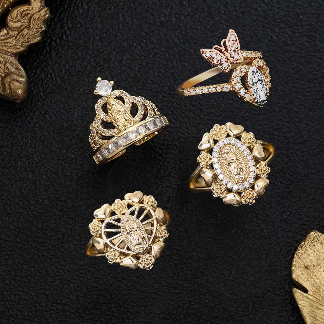 Virgen Mary Adjustable Rings Virgen Flower Ring Women Rings Crown Hearts