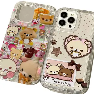Cartoon R-Rilakkumas Cute Bear Lovely Phone Cases For iPhone 17 16 15 14 13 12 Promax Pro Air Plus Clear Back Transparent Shockproof Protective Cover