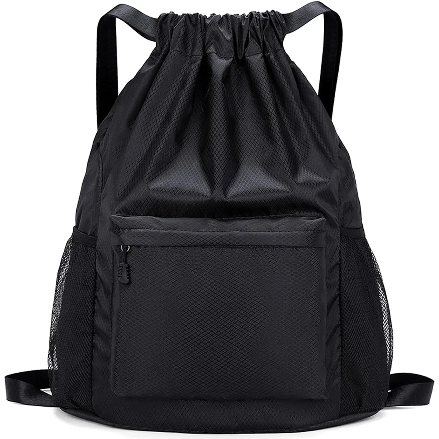 Drawstring Backpack, Gym Bag with Water Bottle Pocket, Drawstring Sackpack,  String Backpack for Soccer, Basketball, Swim for Women Men