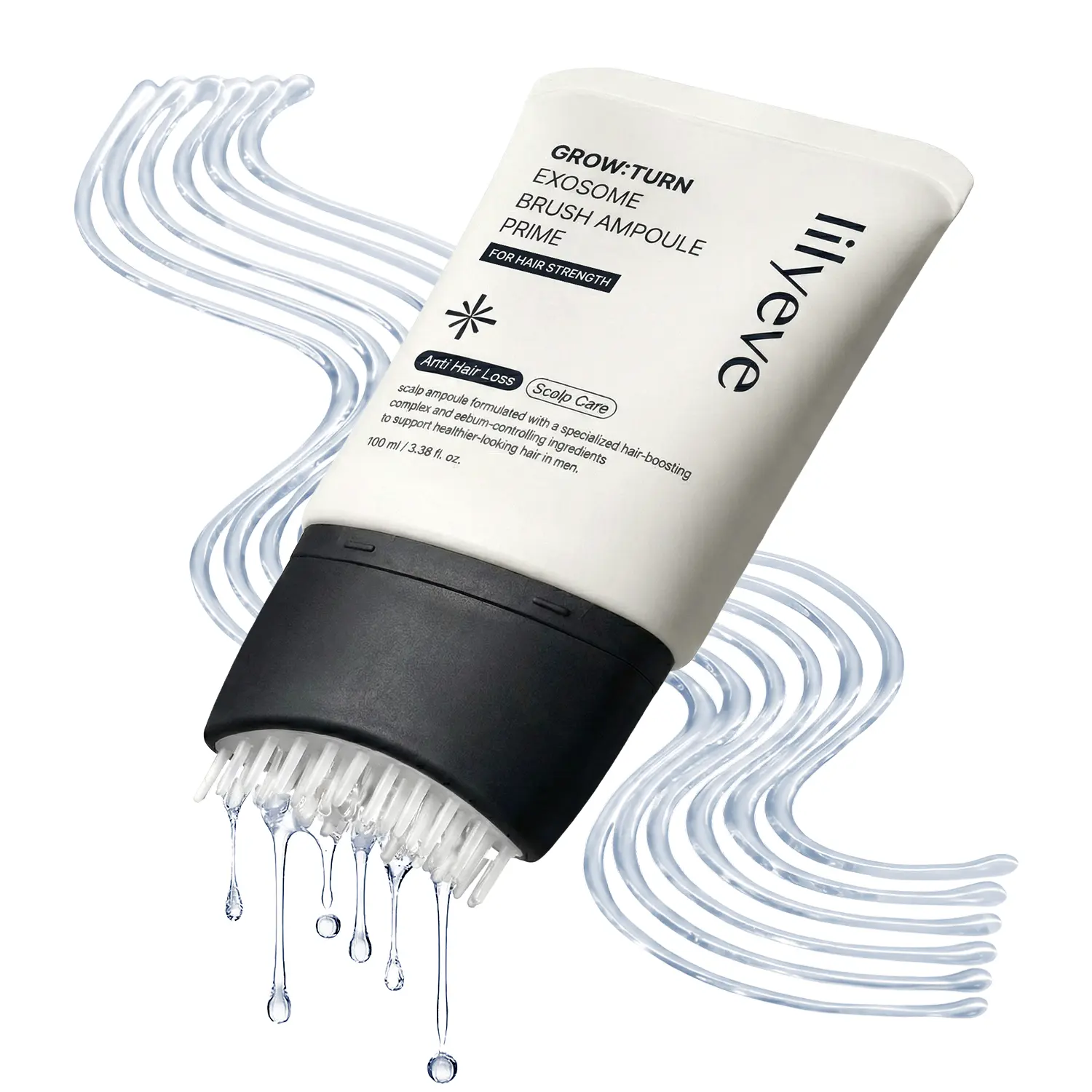 [LILYEVE] GROWTURN Exosome Brush Serum Prime, Men's Scalp Care Hair Growth Products with Built-In Brush, Korean Treatment, 3.38 fl. oz.