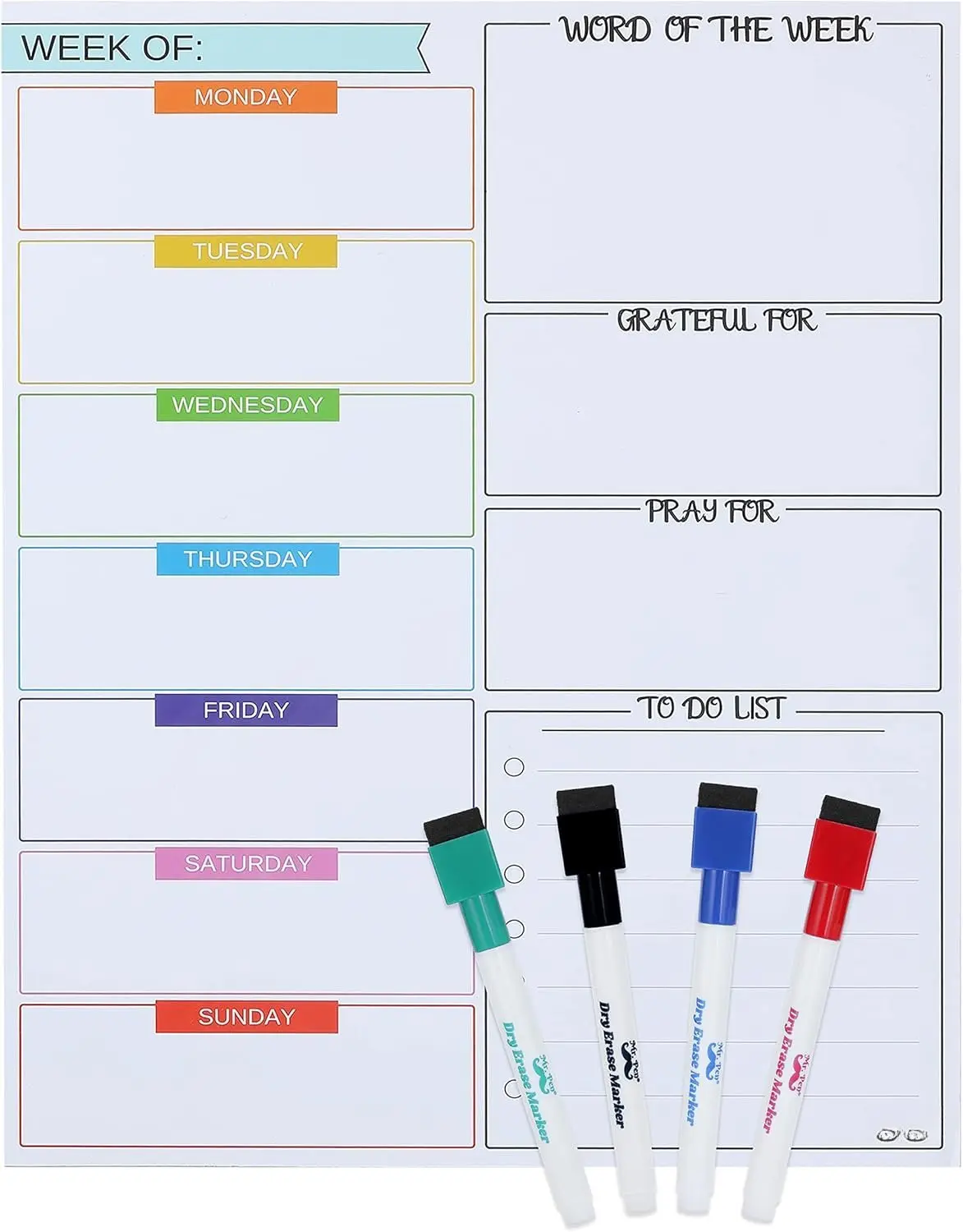 -  Dry Erase Weekly Calendar for Fridge, 14.7 x 11.8", Weekly Dry Erase Board, Weekly Whiteboard,  Weekly Calendar for Fridge, Weekly Planner White board.