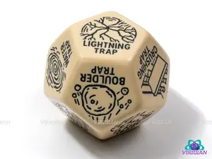 Trap Generator Die | Random Hazard and Danger Creation Dice, Giant 30mm | Acrylic Giant D12 (1)