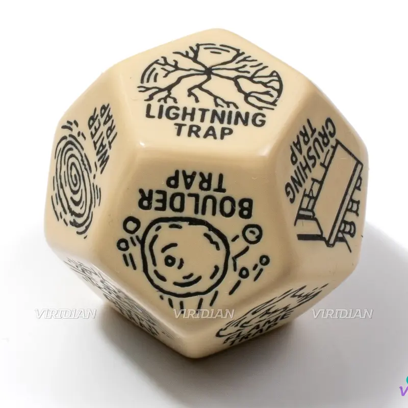 Trap Generator Die | Random Hazard and Danger Creation Dice, Giant 30mm | Acrylic Giant D12 (1)