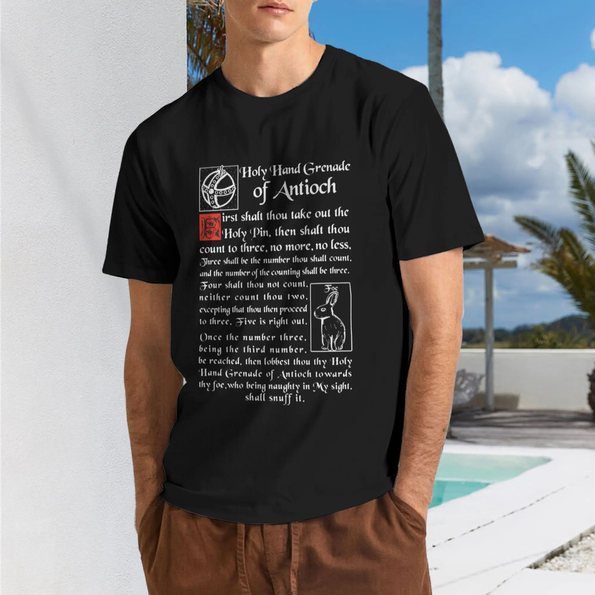 Men's Holy Hand Grenade of Antioch T-Shirt - Retro Iconic Explosive Design with Holy Hand Grenade Print - Casual Short Sleeve Crew Neck Shirt Suitable for Fans, Gift for Retro Humor Apparel & Casual Attire