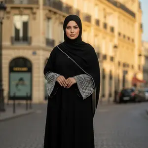 Luxury Embellished Open Abaya & Hijab Set(MOA276)