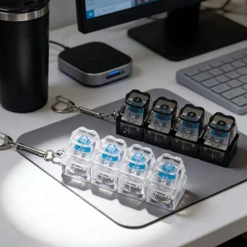 Multi-Style LED Light-Up Keycap Keychain Clicker Fidget Toy Stress Relief Portable Desk Accessory for Kids Adults