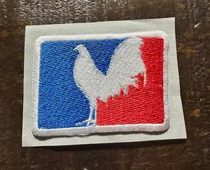 Blue and Red Rooster Embroidered Hat Patch
