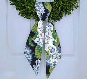 Monogram floral chinoiserie wreath sash for front door, personalized embroidered spring Easter wreath sash, custom wedding & shower gift