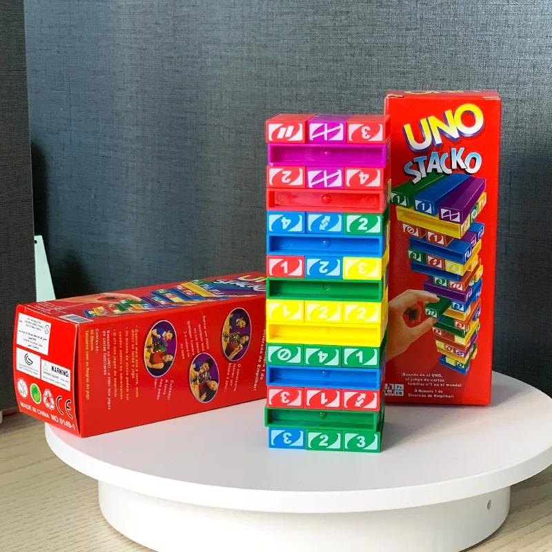Hot Sale Stacko UNO Card Board Games Family Entertainment Poker Party Early Education Puzzle Stackoed Toy Playing Cards Family Fun Game Birthday Gift