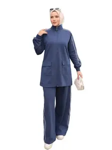 Women’s Sporty Knitted Cotton Training Set – طقم رياضية من القطن، تصميم واسع ومريح للارتداء اليومي