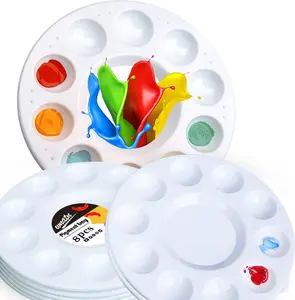 8pcs Plastic White Palette Set, Art Paint Tray Palettes for Kids, Ideal for Art Class, Craft DIY Projects