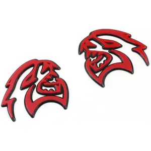 2PCS Hellcat Fender Side Emblem Badge Decal Compatible with Hellcat Red Black (Red Black)