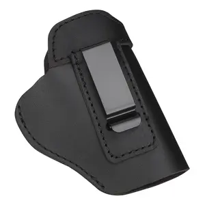 Classic Fashion Pistol Holster Black Leather Concealed Carry Pistol Waist Black Belt Buckle Closure Genuine Leather Cowhide Pistol Bag Unisex Suitable for Right-Handed Users MOS 5 Glock BB iwb kydex holster crossbody fanny pack Quick-Release