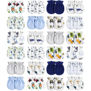 F-HBL01  24 Pairs Newborn Baby Mittens No Scratch Mittens Soft Elastic Infant Baby Gloves for 0-6 Months