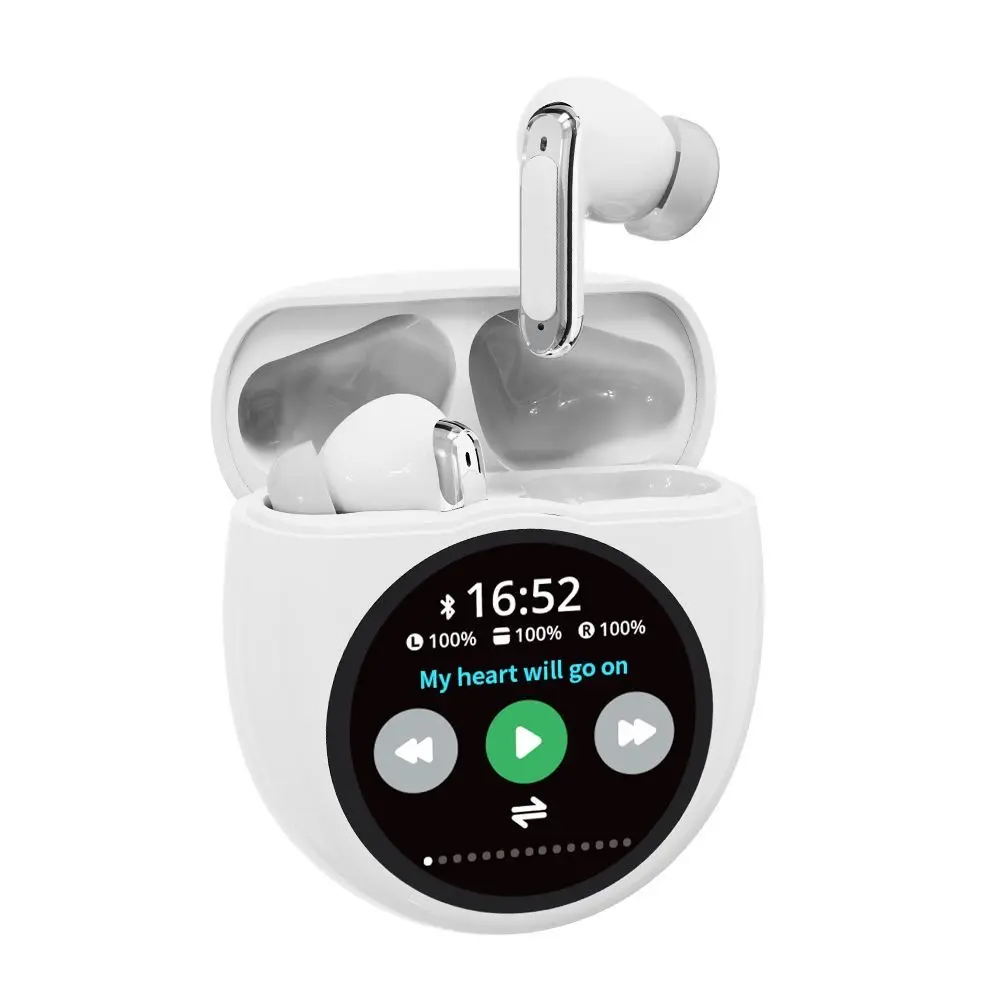Smart Screen Bluetooth 5.4 Active Cancelling Wireless Earbuds - Electronic Audio Headphones with ANC, ENC Noise Cancelling, TF Card Playback, HiFi Bass Sound, 30H Playtime, Touch Control, Bass Wireless Headphones