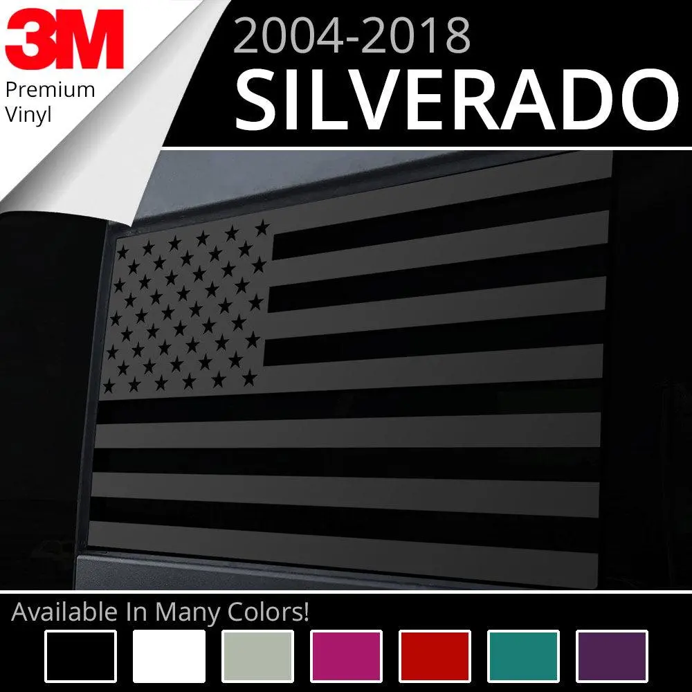 BocaDecals Pre-Cut Rear Middle Window American Flag Decal For 2004-2018 Chevy Silverado & GMC Sierra 1500/2500/3500