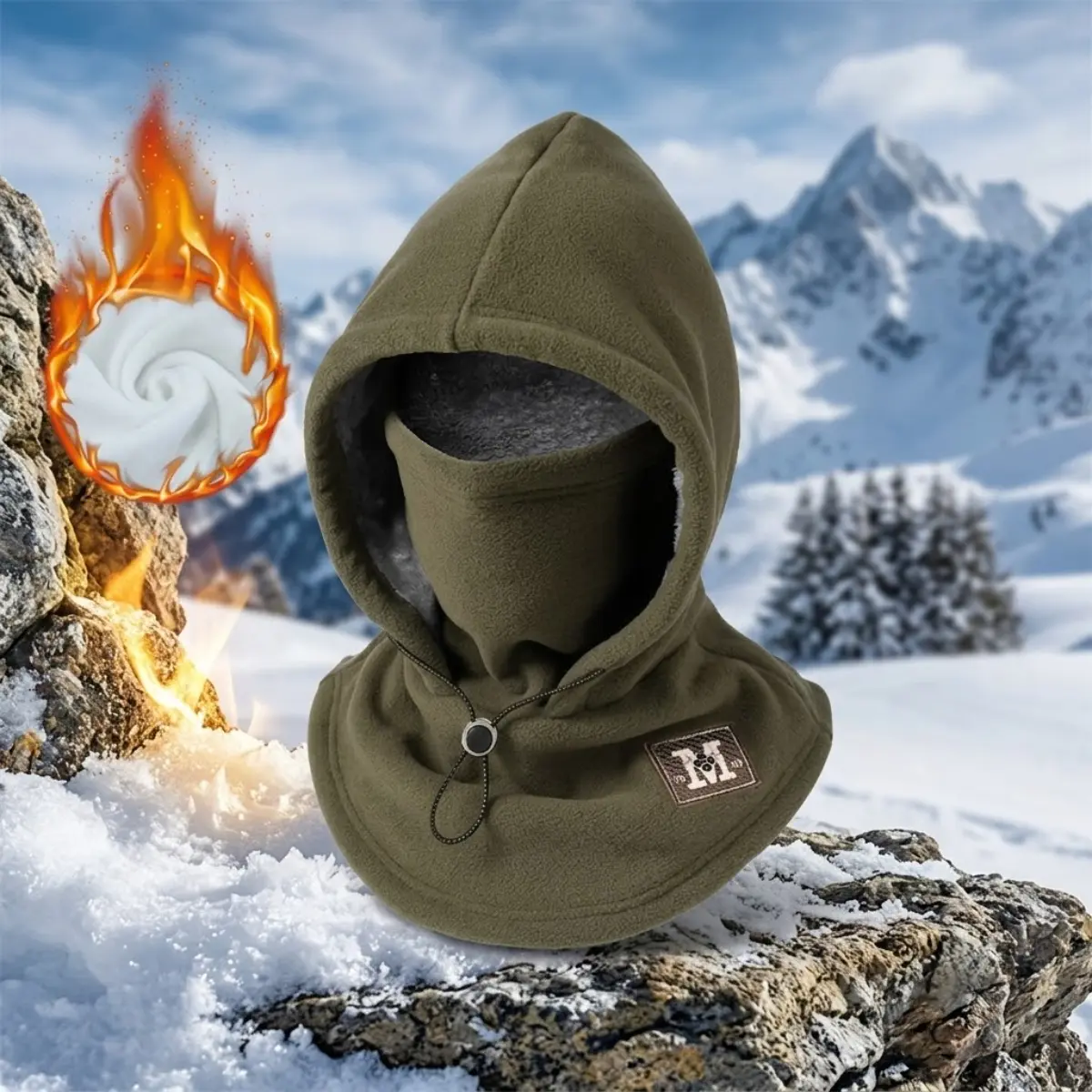 Winter Fleece Balaclava Hood, Windproof Thermal Ski Mask with Neck Gaiter, Full Face Cover for Cycling, Motorcycle, Skiing, Snowboarding, Hiking & Outdoor Cold Weather