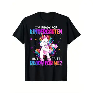 [Kindergarten Ready T-Shirt] Breathable & Comfortable I'm Ready for Kindergarten Girls T-Shirt |   Back to School, Casual Streetwear, Crew Neck Short Sleeve Top, Best Gift for Boys & Girls (3-13Y)