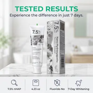 7.5% Nano Hydroxyapatite Toothpaste, Fluoride Free, Enamel Repair & Gum Health, Natural Peppermint, Sensitive Teeth, 4.23 oz