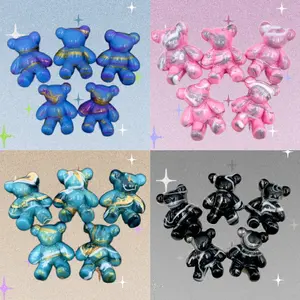 【Buy One Get One Equal Volume For Free】Kosbling Fluid Bear - Floral Resin Cabochon Mix with Rhinestones – Assorted Flower Resin Charms for Whipped Cream Glue, Resin Art & Mirror Decoration