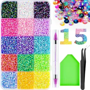 20000Pcs 3mm Multicolor Flatback Resin Rhinestones Rainbow Gem Beads for DIY Nail Art Clothes Shoes Craft Decor