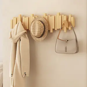 Wooden Wall-Mounted Coat Rack, High-Quality Irregular Shape, Multiple Hooks, Polished Finish, Easy Installation, Multi-Functional, Hat Hooks Storage, Hat Hanger, Wall Mount Organizer
