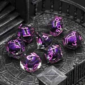 Sharp Edge Resin Material Dice Set - Liquid Core Dragon Eye Polyhedral Beholder's TTRPG Dice for DND Dungeons and Dragons, RPG Role Playing Gaming