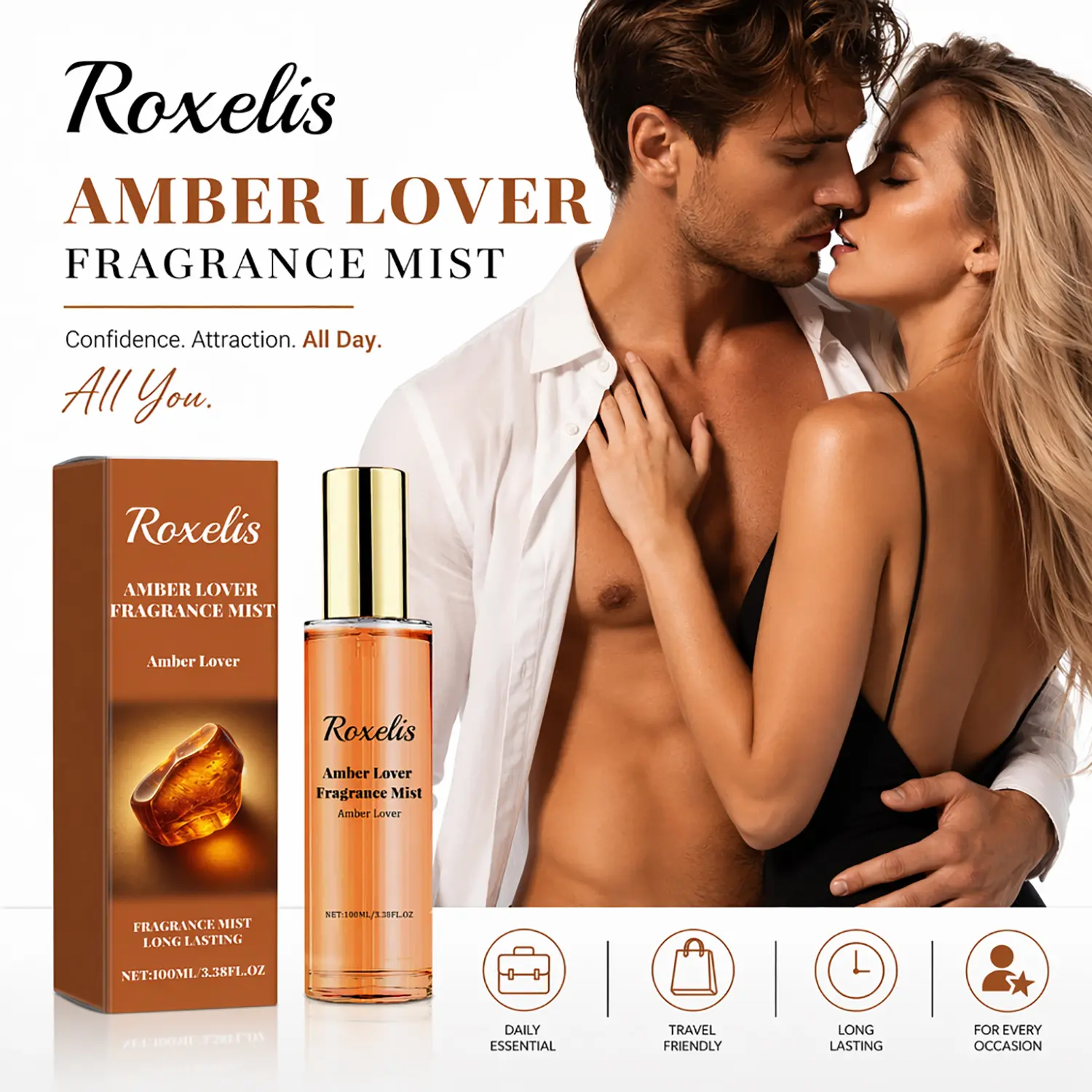 Men’s Pheromone Cologne, Infused with Pheromone Formula, Long Lasting All Day, Warm Amber Notes, Designed for Him to Be the Hottest Slice, Make Her Obsessed & Share a Cheesy Unforgettable Night, Perfect for Christmas Anniversary. 100ML/3.38FL.OZ.
