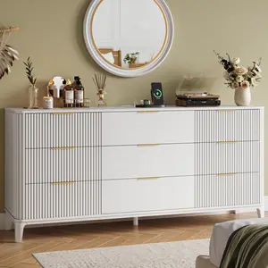 TOKSOM 9 Drawer Large White Dresser for Bedroom,62.9"Long Chest of Drawers with Deep Drawers,Modern Wooden Storage Dresser for Closet,29.5" Tall TV Stand for Living Room,Hallway,Entryway