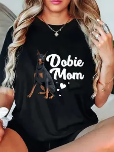100% Cotton Unisex Cool Doberman Mom Art Women Doberman Pinscher Dobie Lovers T-Shirt