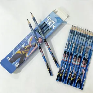 12Pcs/Set Witch Hunting Team Cartoon Pencils Cute Black Wood Pencils Festival Stationery Gift for Kids