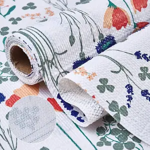 Floral Kitchen Cabinet Shelf Liner, Non-Adhesive Non-Slip Drawer Liner,  Oil-Proof Easy Clean PVC Cupboard Shelf Paper, Decorative Anti-Slip Cabinet Liner for Pantry Dresser 12INx20FT