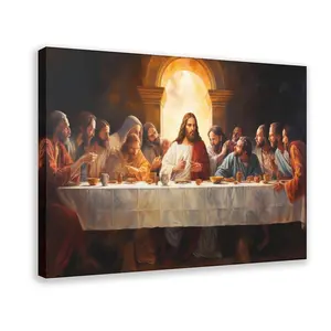 Last Supper Inspired Wall Art Poster, Religious Painting Canvas Print, Religious Wall Art, Jesus Christ Painting, Framed And Ready to Hang