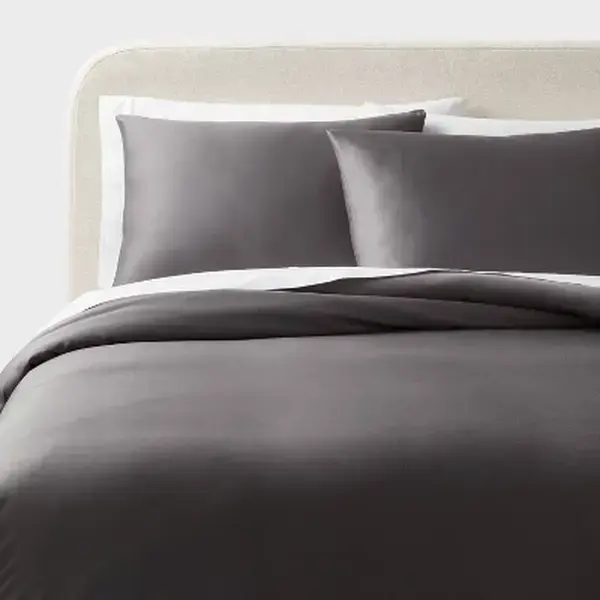 King TENCEL Lyocell Duvet Cover and Sham Set Dark Gray - Threshold King TENCEL Lyocell Duvet Cover and Sham Set Dark Gray - Threshold