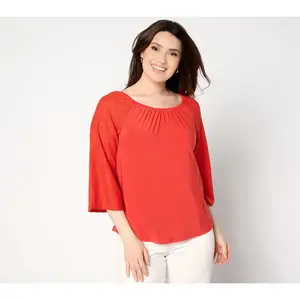 Attitudes by Renee Como Jersey Convertible Eyelet Top
