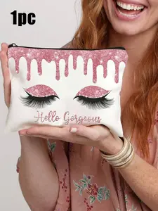Fashion Makeup Travel Bag, Elegant Cosmetic Pattern, Lightweight Foldable Zipper Pouch, Ideal for Cosmetics, Toiletries, Pens, Easy to Clean, Perfect Gift for Women