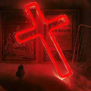 USB Neon Lamp, Cross Shape Decorative Lamp, Holiday Party Bar Atmosphere Lamp, Bedroom Decorative Lamp