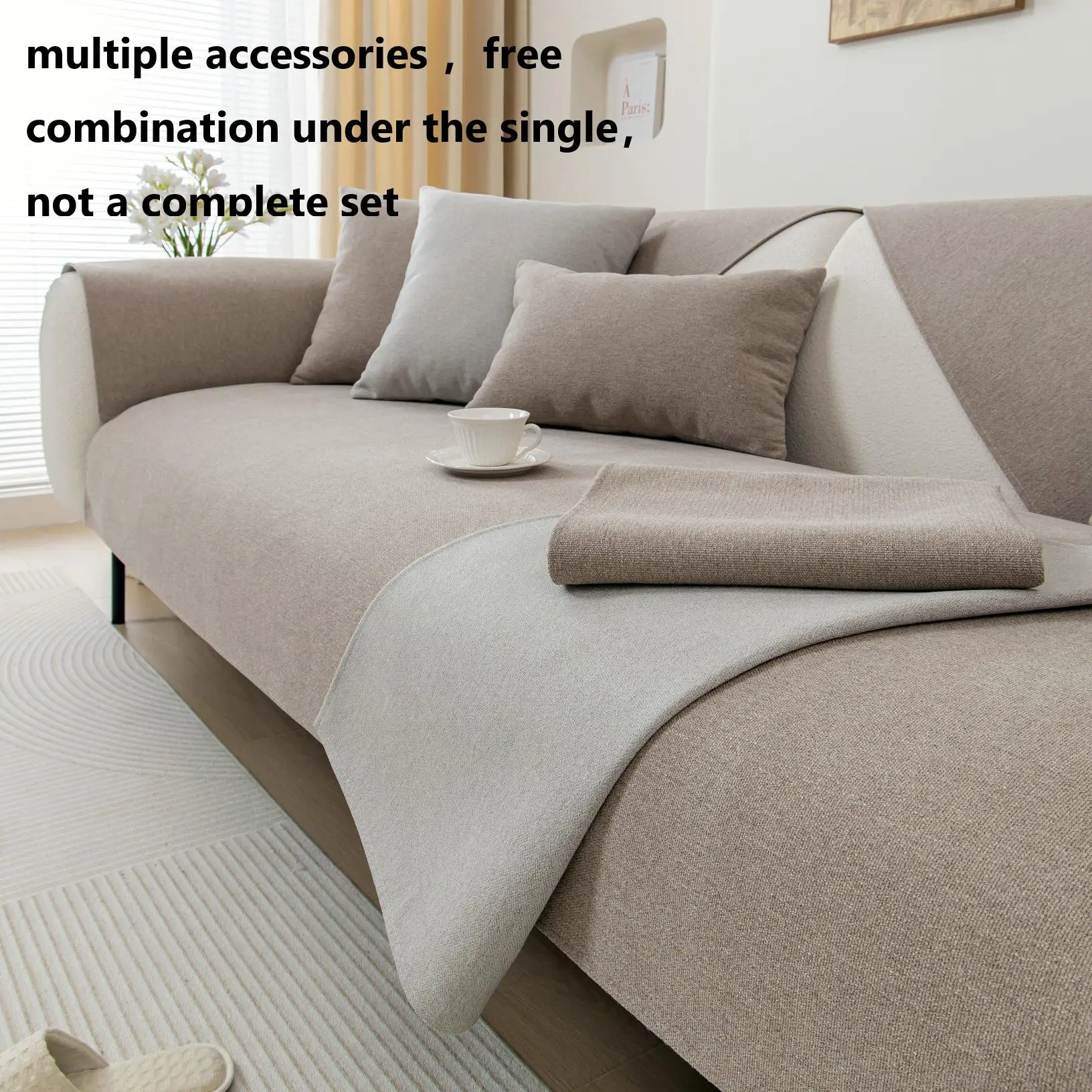 Solid Color Sofa Cover, Washable Sofa Slipcover, Dustproof Sofa Cover, Sofa Couch Covers, Reusable Couch Protector, Non-Slip Anti-Scratch Pet-Friendly Sofa Protector, Sofa Cover for Home, Living Room, Bedroom, Office, Valentine's Day Gift