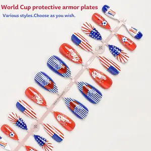 New World Cup Football Element Nail Art Stickers Set, 24 Pieces Wearable Manicure Decals, Perfect for Soccer Fans