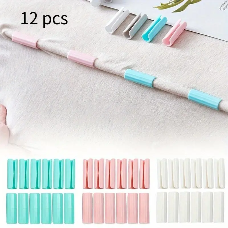 12PCS BedSheet Clips Plastic Slip-Resistant Clamp Quilt Bed Clipper Cover Grippers Fasteners Mattress Holder for Sheets Home Durable Bedding Accessories